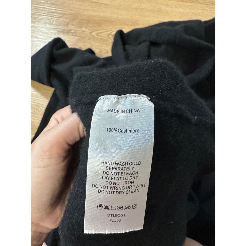 Quince 100% Cashmere Black Hoodie Jogger Lounge Set Women's Medium 2 Pc - Picture 3 of 3